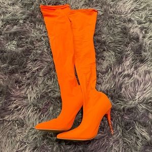Thigh high orange boots size 10